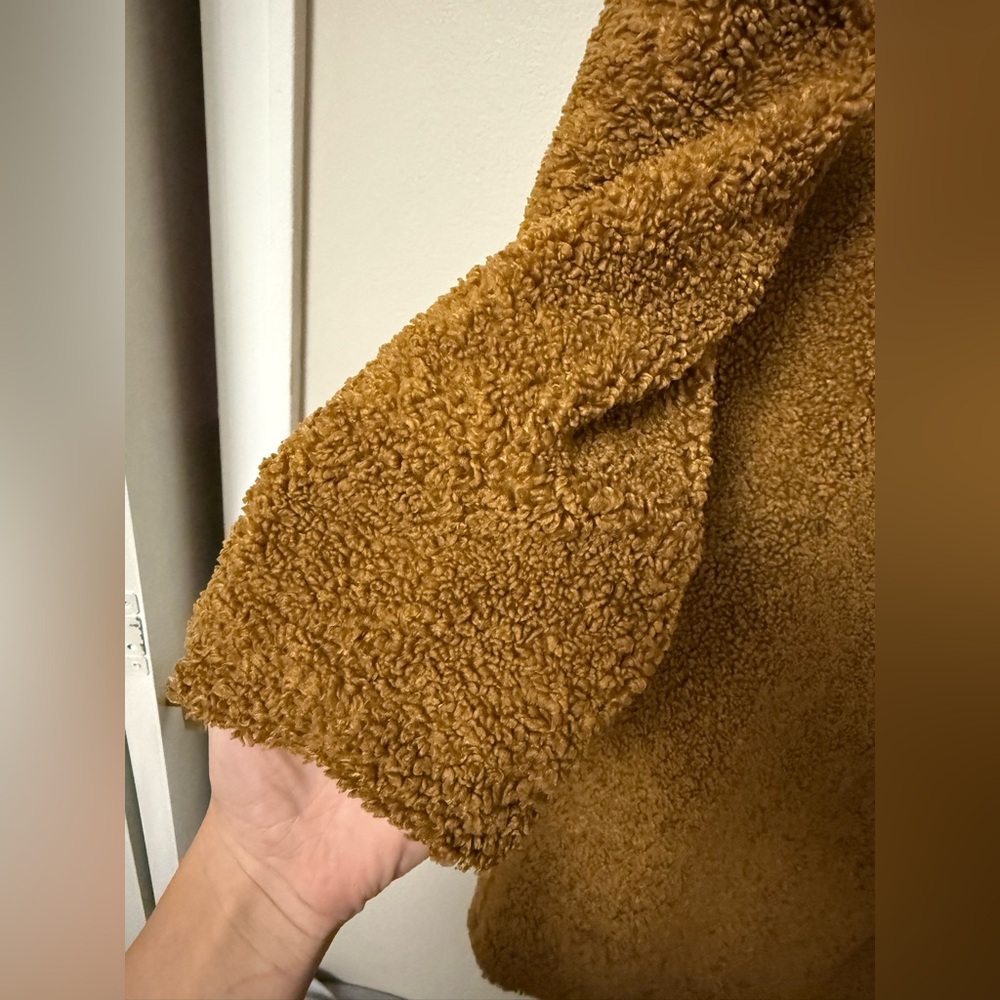 Rachel’s Zoe Women's tan long button up Teddy/sherpa Coat - Picture 4 of 10